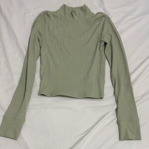 American Eagle waffle mockneck long sleeve baby tee